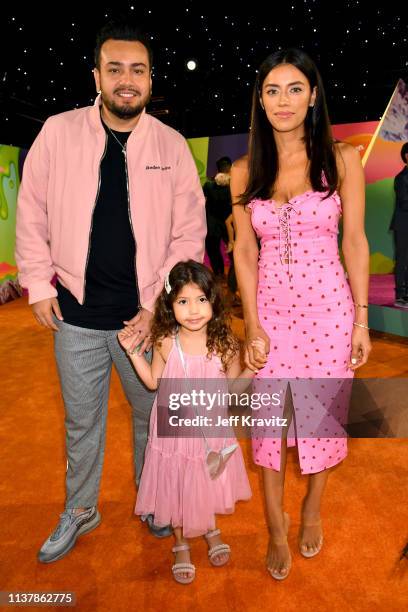 Frankie Delgado, Bella Delgado, and Jennifer Acosta attend Nickelodeon's 2019 Kids' Choice Awards at Galen Center on March 23, 2019 in Los Angeles,...