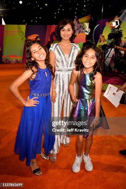 Mercedes Lomelino, Evangeline Lomelino, and Giselle Lomelino of GEM Sisters attend Nickelodeon's 2019 Kids' Choice Awards at Galen Center on March...