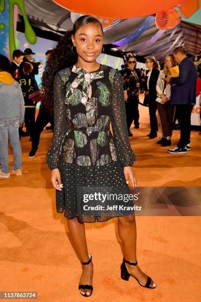 Saniyya Sidney attends Nickelodeon's 2019 Kids' Choice Awards at Galen Center on March 23, 2019 in Los Angeles, California.