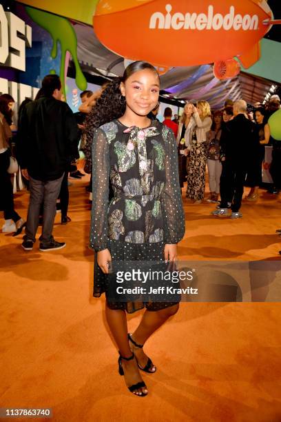 Saniyya Sidney attends Nickelodeon's 2019 Kids' Choice Awards at Galen Center on March 23, 2019 in Los Angeles, California.