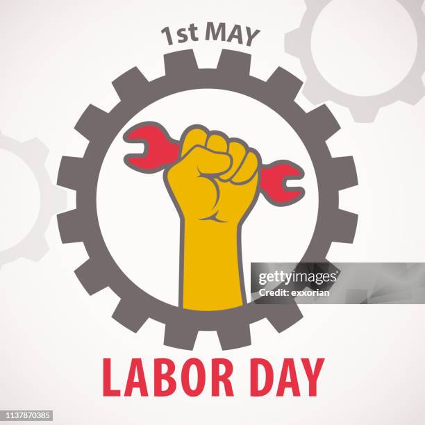 bildbanksillustrationer, clip art samt tecknat material och ikoner med 1 maj labor firandet - international labour day