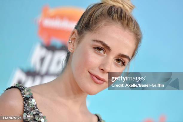 Kiernan Shipka attends Nickelodeon's 2019 Kids' Choice Awards at Galen Center on March 23, 2019 in Los Angeles, California.