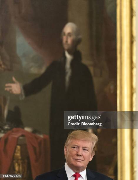 President Donald Trump pauses while speaking during an event with wounded warriors at the White House in Washington, D.C., U.S., on Thursday, April...