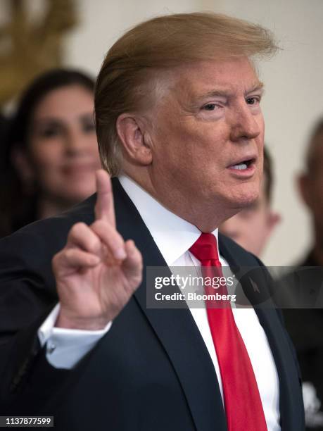 President Donald Trump speaks during an event with wounded warriors at the White House in Washington, D.C., U.S., on Thursday, April 18, 2019....