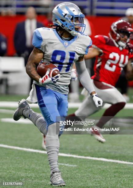 Sam Mobley of the Salt Lake Stallions heads up field against the San Antonio Commanders at Alamodome on March 23, 2019 in San Antonio, Texas.