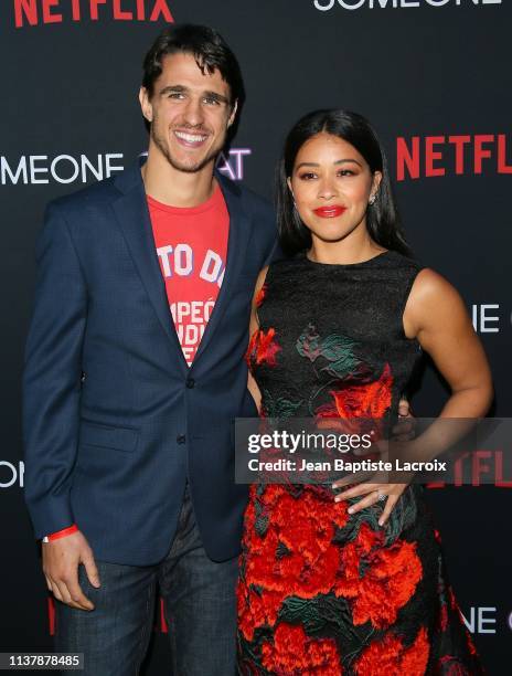 Joe LoCicero and Gina Rodriguez attend the Los Angeles special screening of Netflix's 'Someone Great' at ArcLight Hollywood on April 17, 2019 in...