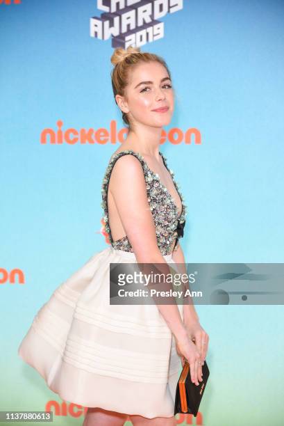 Kiernan Shipka attends Nickelodeon's 2019 Kids' Choice Awards at Galen Center on March 23, 2019 in Los Angeles, California.