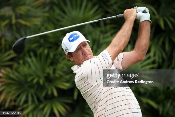 Scott Hend of Australia plays his shot off the 13th tee during Day Four of the Maybank Championship at Saujana Golf & Country Club, Palm Course on...