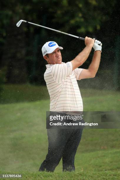 Scott Hend of Australia plays his second shot on the 18th hole during Day Four of the Maybank Championship at Saujana Golf & Country Club, Palm...