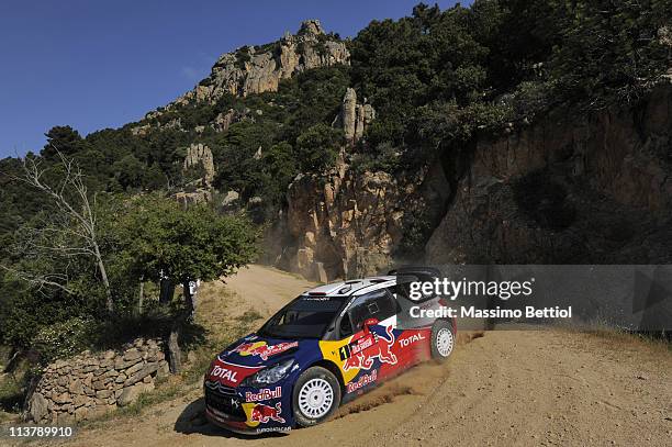 Sebastien Loeb of France and Daniel Elena of Monaco compete in their Citroen Total WRT Citroen DS3 WRC during the Shakedown of the WRC Rally d'Italia...