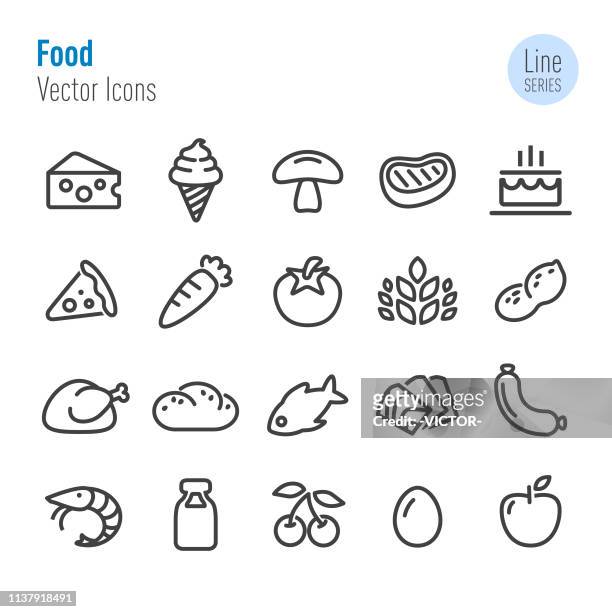 stockillustraties, clipart, cartoons en iconen met de pictogrammen van het voedsel-vector lijnreeks - vlees