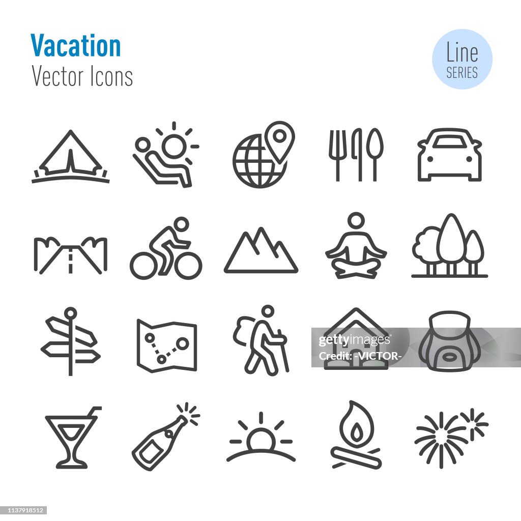 Vacation Icons - Vector Line Series