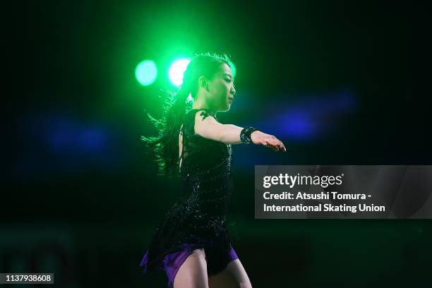 Rika Kihira of Japan performs during the exhibition gala on day five of the 2019 ISU World Figure Skating Championships at Saitama Super Arena on...