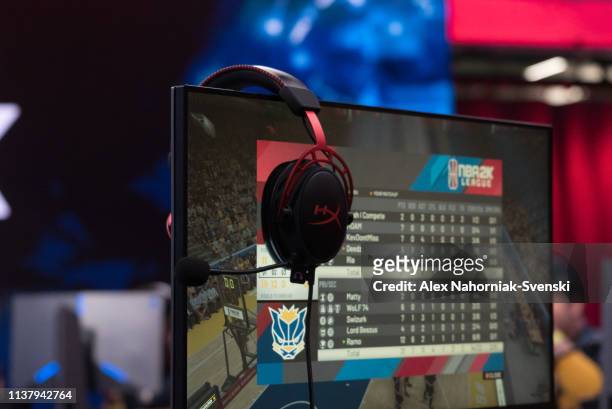 Close up view of headphones during the game between Jazz Gaming and Pacers Gaming on April 10, 2019 at the NBA 2K Studio in Long Island City, New...