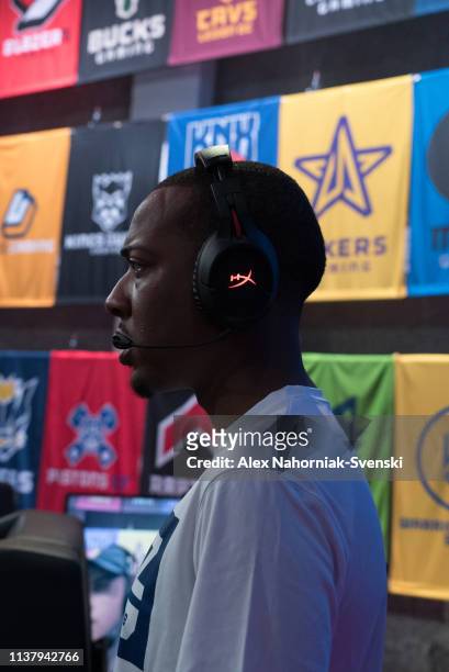 Jazz Gaming Coach, Comp looks on during the game against Pacers Gaming on April 10, 2019 at the NBA 2K Studio in Long Island City, New York. NOTE TO...