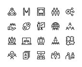 1902.m30.i020.n023.S.c12.560505805 Team work line icons. Business person group work human support teamwork leadership working together. Vector employee set