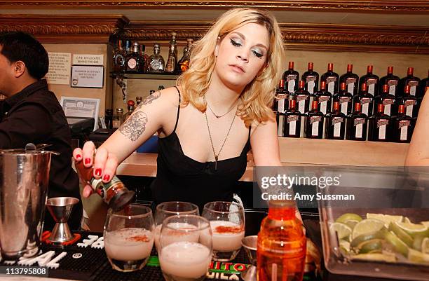 Bartender makes drink at the celebration Cinco de Mayoand the launch of her newest signature cocktail The Cointreau MargaDita at Los Feliz on May 5,...