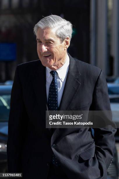 Special Counsel Robert Mueller walks after attending church on March 24, 2019 in Washington, DC. Special counsel Robert Mueller has delivered his...