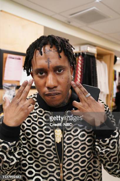Emma Stone" Episode 1764 -- Pictured: Chris Redd as 21 Savage, backstage in Studio 8H on Saturday, April 13, 2019 --