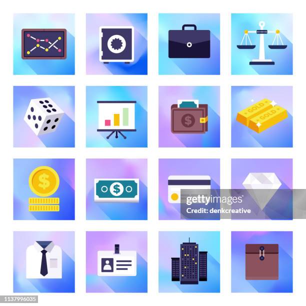 cyberspace & virtual organization holographic gradient style vector flat icon set - tax forms background stock illustrations
