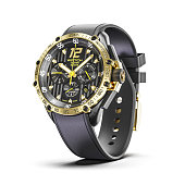 Golden man luxury wrist watches isolated on white background 3d render