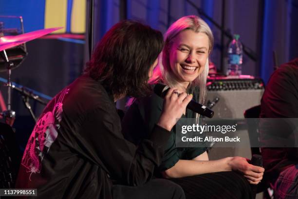 Conor Oberst and Phoebe Bridgers speak onstage during The Drop: Better Oblivion Community Center April 18, 2019 in Los Angeles, California.