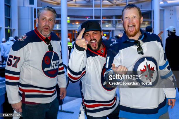 Fans keep the faith as they cheer on the Winnipeg Jets following a 3-2 loss to the St. Louis Blues in Game Five of the Western Conference First Round...