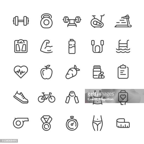 sport and fitness icons set - healthy lifestyle stock illustrations