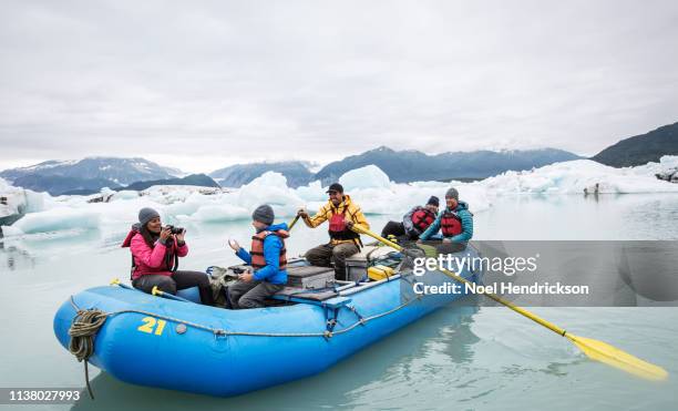 family memories on iceberg lagoon - river rafting stock pictures, royalty-free photos & images