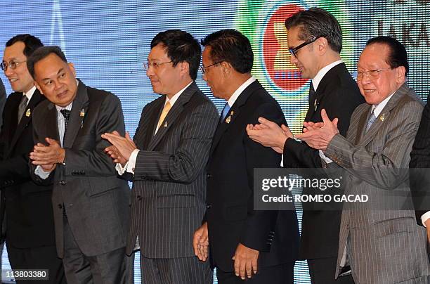 Association of Southeast Asian Nations foreign ministers and representatives, Singapore's Kausikan Bilahari, Thailand's Kasit Piromya, Vietnam's Pham...