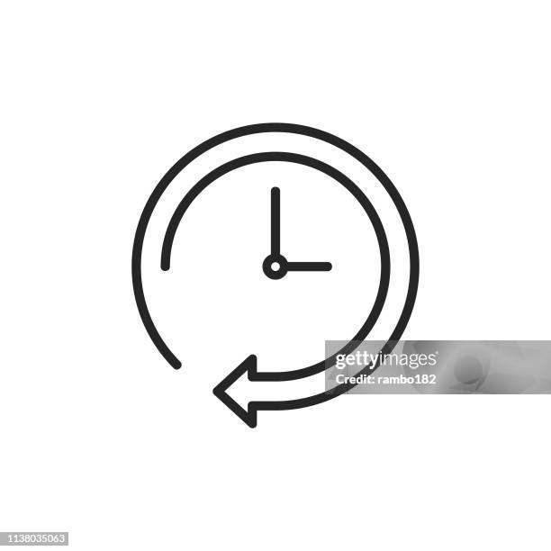 ilustraciones, imágenes clip art, dibujos animados e iconos de stock de reloj, icono de línea del temporizador. trazo editable. pixel perfect. para móvil y web. - tiempo muerto