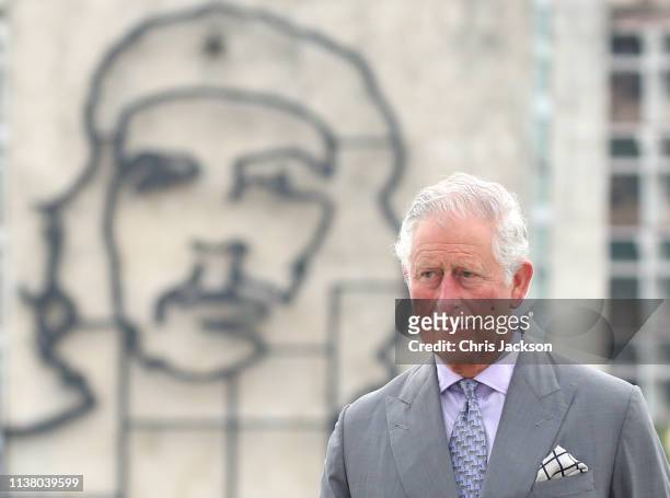 Prince Charles, Prince Of Wales attends a wreath laying ceremony at the Jose Marti Memorial on March 24, 2019 in Havana, Cuba.