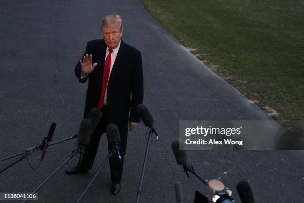 President Donald Trump returns to the White House after spending the weekend in Florida March 24, 2019 in Washington, DC. Trump returns to Washington...