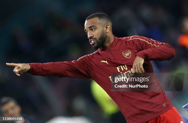 Alexandre Lacazette of Arsenal during the UEFA Europa League quarter-finals second leg football match SSC Napoli v Arsenal Fc at the San Paolo...