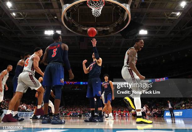 Ahmed Hill of the Virginia Tech Hokies reacts after a play in the second half against the Liberty Flames during the second round of the 2019 NCAA...