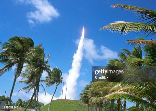 To go with"MARSHALL ISLANDS-US" Undated photo shows a missile being laucnhed at Kwajelein atoll on the Marshall islands. FP reports 14 January 2003...