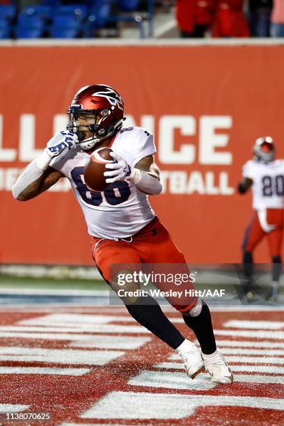 Dan Williams of the Memphis Express celebrates making the game-winning touchdown during overtime against the Birmingham Iron in their Alliance of...