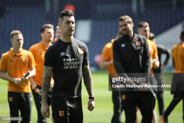 Liam Ridgewell of Hull City during the Sky Bet Championship fixture between West Bromwich Albion v Hull City at The Hawthorns on April 19, 2019 in...