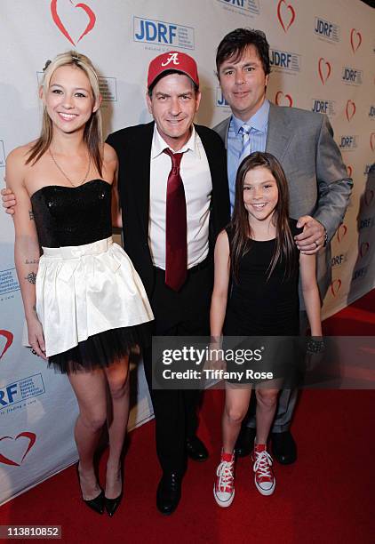 Natalie Kenly, actor Charlie Sheen, Todd Zeile and Hannah Zeile attend the Juvenile Diabetes Research Foundation's 8th Annual Gala "Finding A Cure: A...