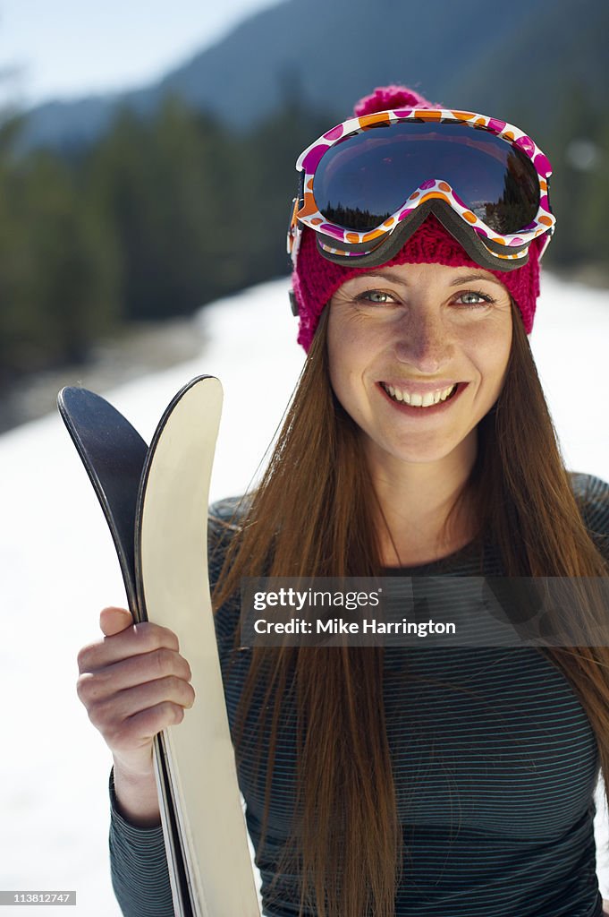 Young Female Skier On Bansko Mountains
