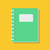 clear exercise book cover, flat vector illustration