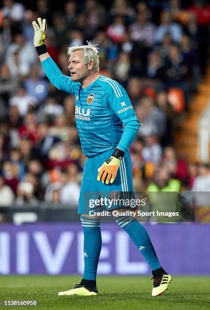 Santiago Canizares of Valencia Legends during the friendly match of the celebrations of the club’s 100 year history between Valencia Legends and...