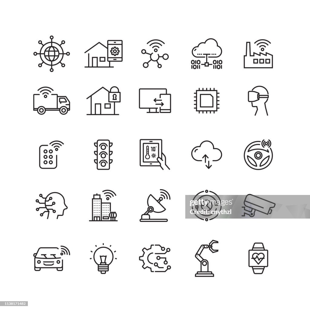 Internet of Things Related Vector Line Icons