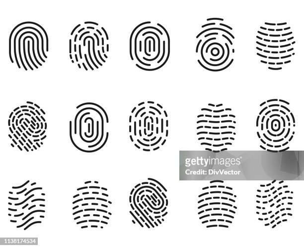 fingerprint icon set - finger print stock illustrations