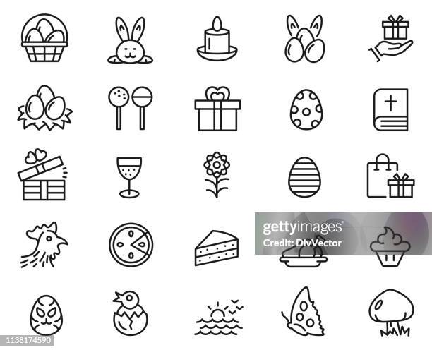 easter icon set - easter icons stock illustrations