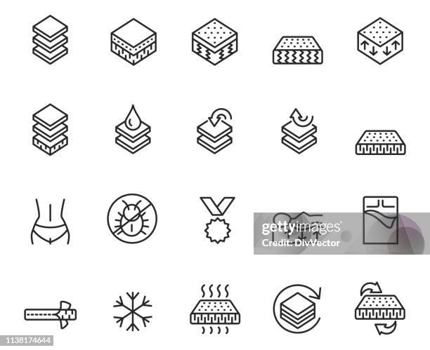 stockillustraties, clipart, cartoons en iconen met matras lijn icon set - foam material