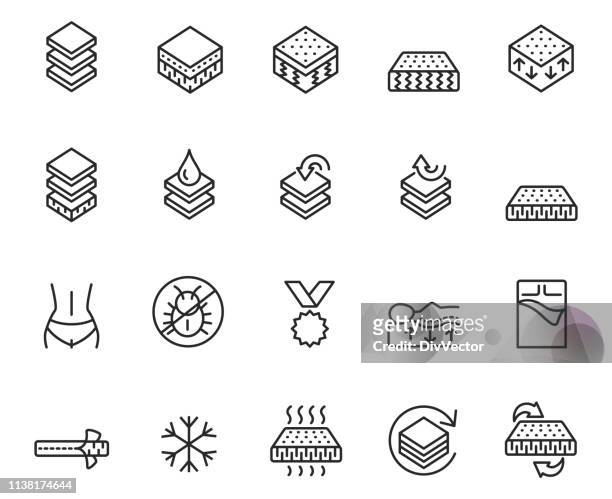 mattress line icon set - pillow vector stock illustrations