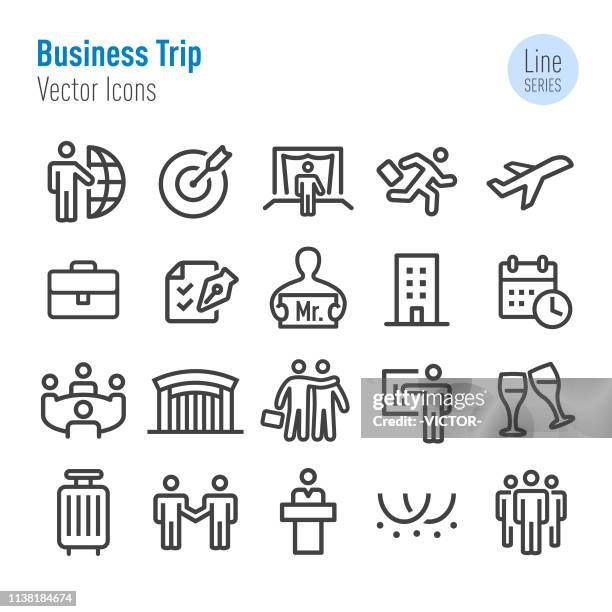ilustraciones, imágenes clip art, dibujos animados e iconos de stock de iconos de viaje de negocios-vector line series - visita