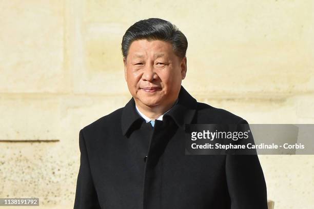 Chinese President Xi Jinping arrives at Elysee Palace, during a state visit on March 25, 2019 in Paris, France. Chinese President Xi Jinping is on a...