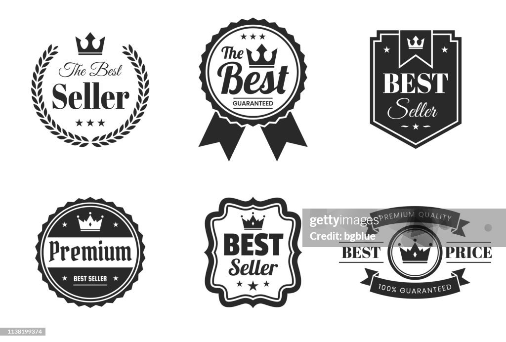 Conjunto de "mejores" insignias y etiquetas negras-elementos de diseño